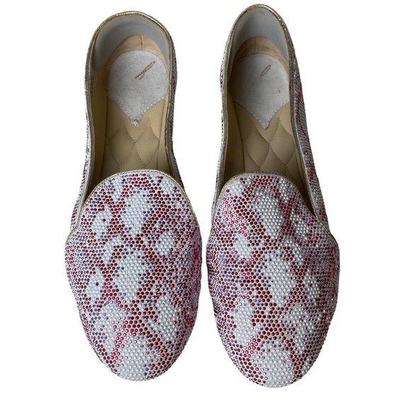 Brian Atwood Claudelle Crystal Suede Smoking Slippers Flats Loafers Sz.‎ 8 1/2 - Picture 1 of 12